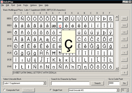 BabelMap Screenshot. Unicode is not supposed to reflect YOUR language collation order!