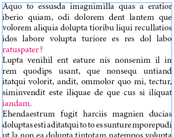 En rouge, deux mots orphelins en fin de paragraphe. En rouge, deux mots orphelins en fin de paragraphe.