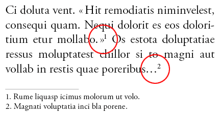 Placement défectueux des appels de note.