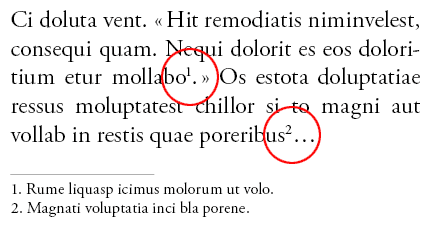 Placement orthodoxe des appels de note.