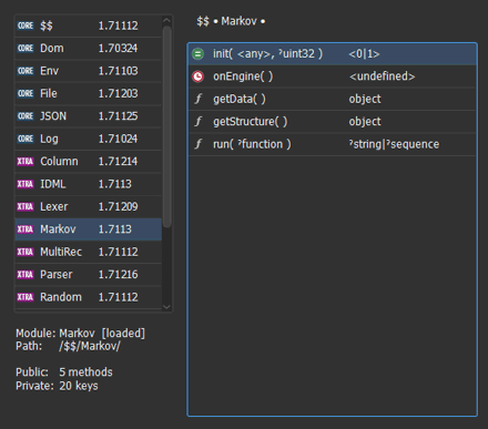 API of the Markov module (IdExtenso.)