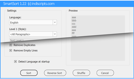 SmartSort dialog box preview, v.1.22.