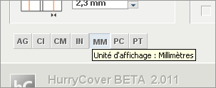 Boutons d'unités de mesure.