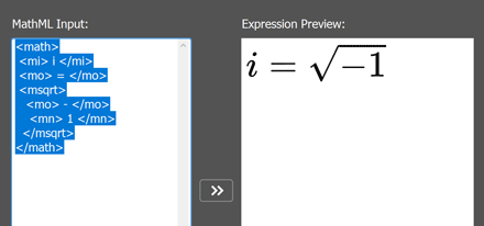 Syntax and display of the expression “i=√–1”. Did you notice the syntax error? Syntax and display of the expression “i=√–1”. Did you notice the syntax error?