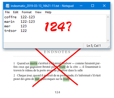 The endnote page is ignored (so far.)
