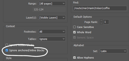 Make IndexMatic² ignore anchored/inline blocks, and re-build your index…