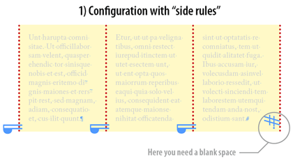 Configuring the column rules, including “side rules”.