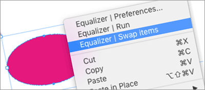 Swap items allows to quickly exchange two objects, with respect to Equalizer's reference point.