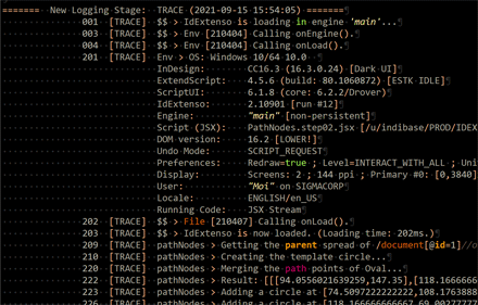 IdExtenso's log file in TRACE mode.