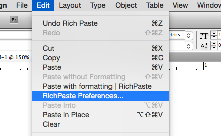 Calling the Preferences dialog from InDesign's Edit menu.