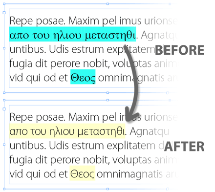 Result of executing the script on a text frame.