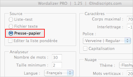 Utilisation du presse-papier comme Source.